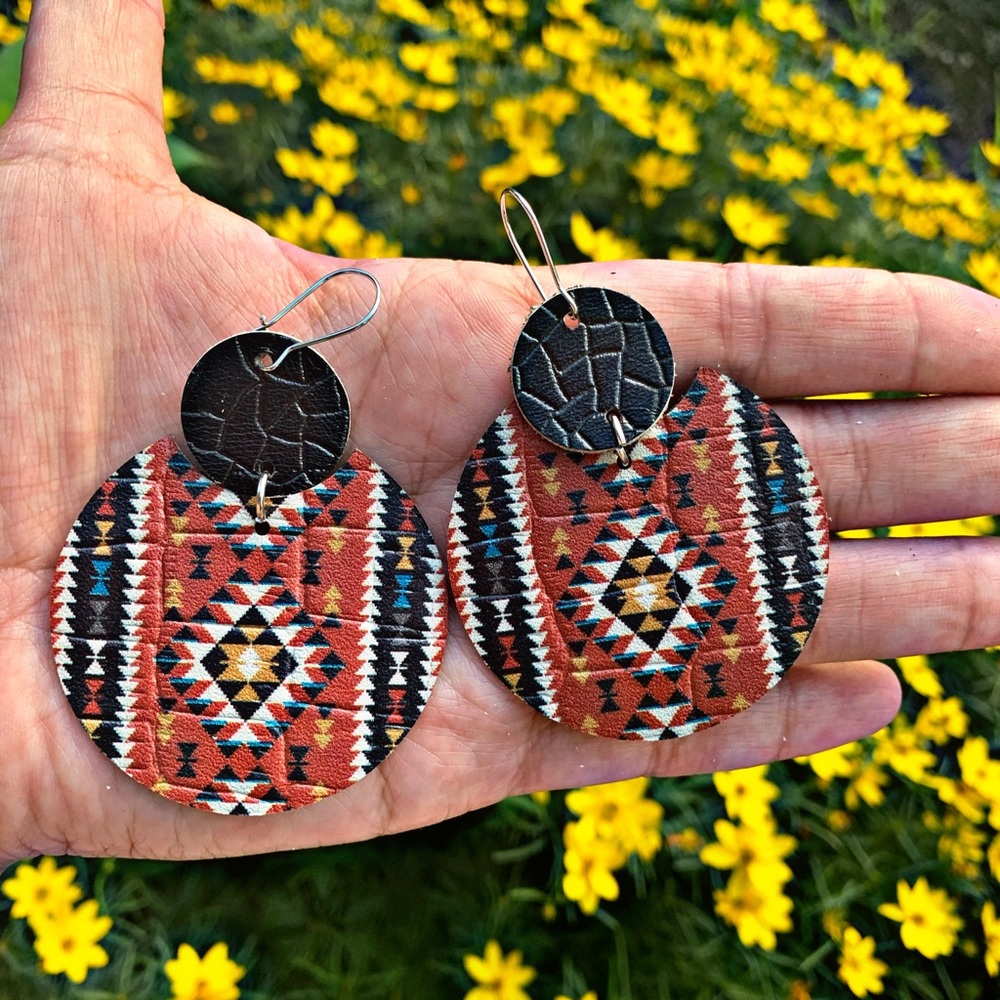 Leather Southwest Style Earrings